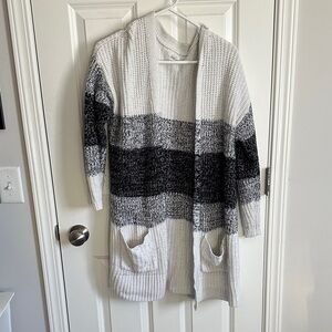 Maurices Striped Cardigan - Gray and Black